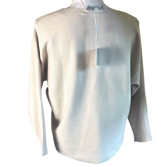 Liv Milano Womens Beige Knit Beaded Dragonfly Sweater Sz M Whimsical Long Sleeve - Picture 7 of 9